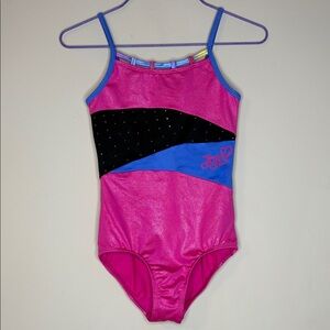Danskin Jojo Siwa Girls Shimmery Pink Blue Black Leotard Size 12/14
